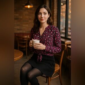 Floral V-Neck Blouse - Pink